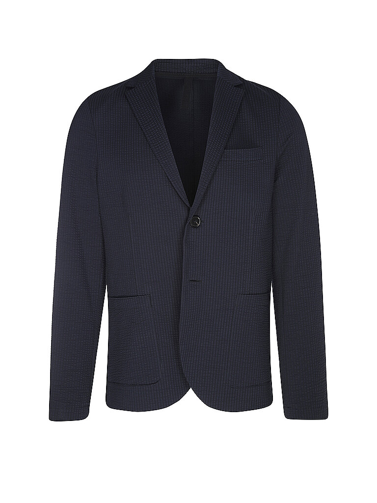 Harris Wharf London Dark Blue Seersucker Cotton Blend Men's Blazer 48